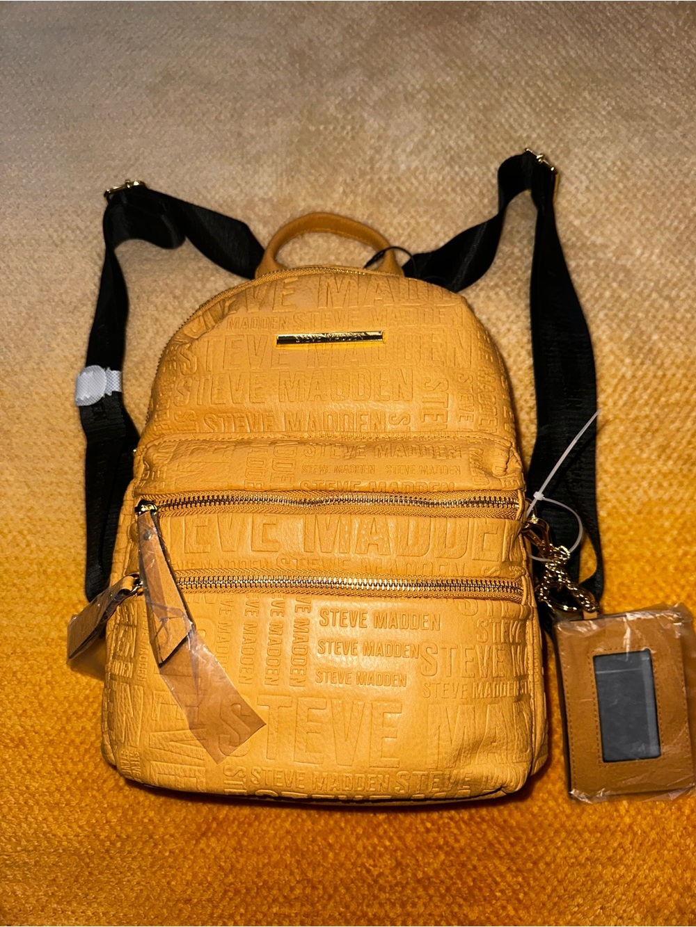 Steve Madden Mustard Yellow Embossed Mini Backpack